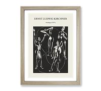 Feelings By Ernst Ludwig Kirchner Exhibition Museum Painting Framed Wall Art Print, Ready to Hang Picture for Living Room Bedroom Home Office Décor, Oak A3 (34 x 46 cm)