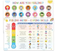 Feelings Chart for Kids Colorful - Coping Skills Emotions Chart Poster - Calm Down Corner Supplies - Mental Health Posters for Kids - School Counselor Psychologist Toddler Preschool Homeschool