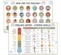 Feelings Chart for Kids - Coping Skills Emotions Chart Poster - Calm Down Corner Supplies - Mental Health Posters for Kids - School Counselor Psychologist Toddler Preschool Homeschool Decoration