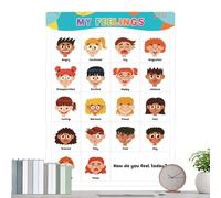 Feelings Chart, Interactive Poster Tool, 8.27 x 11.22 Inch Classroom Aid with Grip Design, Mental Health Device with Case, Home Accessories for Preschool Homeschool Decoration Calm Down Corner