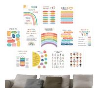 Feelings Chart Poster - Kids Mental Health Wall Art, Twelve Piece Emotional Awareness Display Set, Classroom Elementary Preschool Teaching Resource, Home Bedroom Playroom Learning Decor