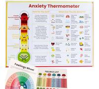 Feelings & Emotions Chart for Kids & Teens - Anxiety Thermometer & Coping Skills - Mental Health Poster (1 Canvas + 2 Print) 12x16in