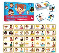 Feelings & Emotions Puzzle Cards, 50PCS Puzzles with Different Moods-Learn to Identify Various Feelings, Learning Toy for Kids with Autism, ADHD -Educational Tools for Therapy, Classroom, Home Use