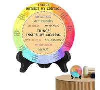 Feelings Recognition Chart - Guide for Emotional Expression, Wellness Mood Display, Wooden Emotion Wheel with Holder, Mental Clarity, Visual Decorations for Classroom, Meditation Corner Home W