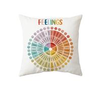 Feelings Roller Pillow Covers,Emotions Wheel Chart Management Pillow Case,Colorful Mood Carousel Pillow Covers,for Therapist Psychology for Sofa Livingroom Counseling Office Couch(18 x 18inch)