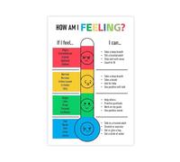Feelings Thermometer Emotion Regulation Chart Poster for Classroom SEL Activities Or Counseling Office Wall Art Print, 20x30inch(50x75cm) Unframe