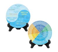 Feelings Wheel Display - Wooden Emotions Chart, Double-Sided Mental Health Poster with Stand, Interactive Desk Décor for Exploring Moods, Self-Awareness, and Emotional Regulation at Home
