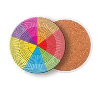 Feelings Wheel Emotions Coasters for Drinks, Absorbent Stone Coasters with Ceramic Cork Base for Kinds of Mugs and Cups, for Coffee Table Housewarming Gift Home Decor Counselor Therapist Gifts (Set of