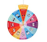 Feelings Wheel for Kids, Felt Material Emotion Identification Wheel with 12 Emotion Expression Picture with Hanging Rope for Social Emotional Learning Activities