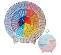 Feelings Wheel Therapy Office Decor, 9.7 Inches Diameter Large Double Sided Mental Health Decor Emotion Wheel with Stand, Wooden Coping Wheel Chart Gifts for School, Therapy Office, 2025 Upgrade