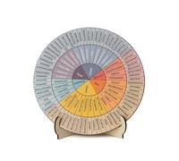 Feelings Wheel Therapy Tabletop Decor, Wooden Double-Sided Mental Health Mood Chart with Stance As a Gift for Consulting Therapists, Social Workers, School Counselors, and Home Office Decor(10.6In)