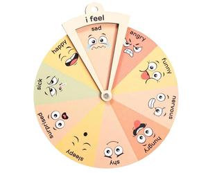 Feelings Wheel - Wooden Emotion Wheel, Decorative Feelings Psychology Display | Classroom Counseling Home Kids Behavior Chart Emotional Intelligence Aid Visual Communication Support Tool