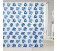 feelingyou 90s Groovy Daisy Shower Curtain Set Rustic Country Style Bath Curtains Kids Girls Women Stalls Decor Cute Daisies Shower Curtain White Blue Waterproof Curtains 72"x72"