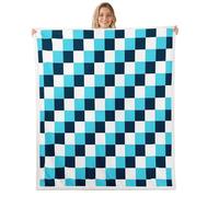 feelingyou Abstract Plaid Checkered Kids Throw Blanket,Geometric Plaids Grids Patchwork Bed Blanket,Modern Fashion Art Girls Boys Sofa Decor,Dark Blue Fuzzy Blanket,Throw Size (50 x 60 Inches)