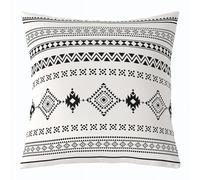 feelingyou Aztec Boho Kids Throw Pillow Cover,Ethnic Western Cowboy Tribal Double Sides Pillow Case,Diamond Native Bohemian Home Decor,Black White Bed Couch Sofa Cushion Cover,1 Pack 24"x24"