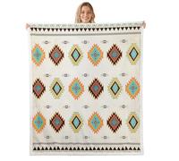 feelingyou Aztec Geometric Throw Blanket,Southwestern Native American Bed Blanket for Boys Girls Adults Living Room Bedroom,Tribal Navajo Boho Fuzzy Fleece Rug,Queen Size (90 x 90 Inches)