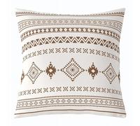 feelingyou Aztec Native Kids Throw Pillow Cover,Retro Nation Western Cowboy Tribal Double Sides Pillow Case,Retro Geometric Tribal Home Decor,White Brown Bed Couch Sofa Cushion Cover,1 Pack 16"x16"