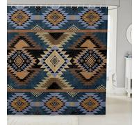 feelingyou Aztec Shower Curtain 72" W x 78" L Farmhouse Style Bathroom Curtains for Kids Teens Adults Ethnic Characteristic Pattern Blue Waterproof Bath Curtain with 12 Hooks