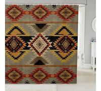 feelingyou Aztec Shower Curtain 72" W x 84" L American Southwest Print Bathroom Curtains for Kids Teens Adults Geometric Line Pattern Waterproof Bath Curtain with 12 Hooks