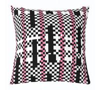 feelingyou Black and Pink Plaid Pillow Cover for Kids Teens,Boys Checkered Grid Throw Cushion Cover 18"x18",Abstract Geometric Room Decor Cushion Case,Girls Kids Check Pattern Pillow Case Single Pack