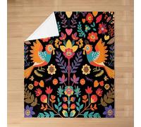 feelingyou Boho Flowers Kids Flannel Blanket,Daisy Floral Leaf Botanical Plant Bed Blanket,Bird Rustic Farmhouse Hippy Girls Boys Sofa Decor,Colorful Fuzzy Blanket,Throw Size (50 x 60 Inches)