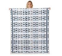feelingyou Boho Style Dots Plush Throw Blanket,Tribal Ethnic Geometry Flannel Fleece Blanket for Teens Women Men All Season,Lines Dots Bed Blankets Room Decor 30x40,Navy White
