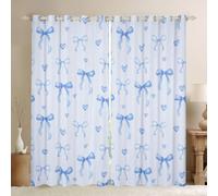 feelingyou Bowknot Window Drapes,Cartoon Hand Drawn Love Bow Window Curtains,Modern Romantic Style Boys Girls Room Decor,Light Bule 2 Panel Sets,66x72L