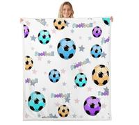 feelingyou Boys Football Throw Blanket Throw 50x60 Colorful Cartoon Soccer Stars Decor Fleece Blanket for Kids Girls Teens Game Sports Style Fuzzy Blanket for Bedroom Couch