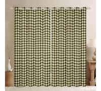 feelingyou Buffalo Checkered Blackout Curtains,Geometric Plaid Gingham Stripe Window Drapes,Abstract Squares Nursery Bedroom Playroom Decor,Green 2 Panel Sets,66x90L