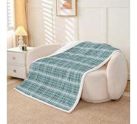 feelingyou Buffalo Checkered Kids Throw Blanket,Geometric Plaid Gingham Stripe Bed Blanket,Abstract Squares Girls Boys Sofa Decor,Dark Green Fuzzy Blanket,Queen Size (90 x 90 Inches)