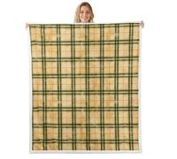 feelingyou Buffalo Plaid Kids Throw Blanket,Geometric Grid Square Checkered Bed Blanket,Abstract Stripe Gingham Girls Boys Sofa Decor,Vintage Green Fuzzy Blanket,Twin Size (60 x 80 Inches)