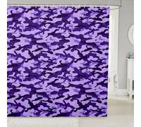 feelingyou Camouflage Shower Curtains,Abstract Geometry Bath Curtain,Purple Camo Print Bathroom Decor Set with 12 Hooks for Bathtub,72" Long