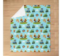 feelingyou Camper RV Trailer Kids Flannel Blanket,Cloud Pine Tree Rustic Farmhouse Bed Blanket,Picnic Happy Camping Holiday Girls Boys Sofa Decor,Blue Green Fuzzy Blanket,Twin Size (60 x 80 Inches)