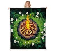 feelingyou Campfire Fun Fleece Flannel Blanket,Tree Stump Bed Plush Blanket for Rustic Home Decor,Woodland Campsite Summer Lightweight Blankets for Sofa Couch,Baby 30"x40"
