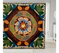 feelingyou Camping Woodland Campsite Waterproof Shower Curtains,Cartoon Green Leaves Shower Curtain,Campfire Modern Bathroom Accessories,Machine Washable,72" X 78"