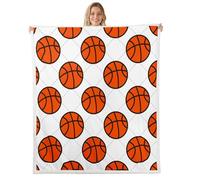 feelingyou Cartoon Basketball Kids Throw Blanket Twin 60x80 Orange Black Stripes Grid Circles Fleece Blanket for Boys Teens Adults Sports Style Simple Decor Bed Blanket for Bedroom Chairs