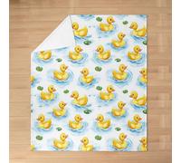feelingyou Cartoon Duck Kids Flannel Blanket,Pond Animals Summer Duckling Bed Blanket,Rustic Farmhouse Natural Girls Boys Sofa Decor,Cute Yellow Fuzzy Blanket,Queen Size (90 x 90 Inches)