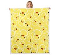 feelingyou Cartoon Duck Kids Throw Blanket,Animal Fairy Tale Simple Bed Blanket,Geometric Lines Lovely Girls Boys Sofa Decor,Yellow Fuzzy Blanket,Baby Size (30 x 39 Inches)