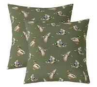 feelingyou Cartoon Duck Kids Throw Pillow Cover,Duck Hunting Rustic Farmhouse Double Sides Pillow Case,Wildlife Animal Country Adventure Home Decor,Green Bed Couch Sofa Cushion Cover,2 Pack 18"x18"
