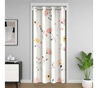 feelingyou Cartoon Flowers Kids Door Curtain,Floral Leaf Plant Botanical Blackout Curtain,Daisy Groovy Hippy Boho Bedroom Doorway Living Room Decor,Pink Beige Privacy Door Drape 1 Panel,60" W X 80" L