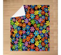 feelingyou Cartoon Flowers Kids Flannel Blanket,Cute Daisy Floral Botanical Groovy Bed Blanket,Hippy Boho Rustic Farmhouse Girls Boys Sofa Decor,Watercolor Fuzzy Blanket,Twin Size (60 x 80 Inches)