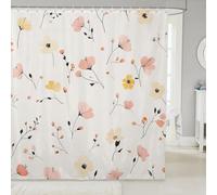 feelingyou Cartoon Flowers Kids Shower Curtains,Floral Leaf Plant Botanical Bathroom Curtain,Daisy Groovy Hippy Boho Home Decor,Pink Beige Waterproof Curtains,12 Hooks Suits,72" W x 78" L