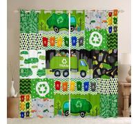 feelingyou Cartoon Garbage Truck Curtains for Windows,Colorful Trash Cute Green Cars Curtains for Living Room,Watercolor Abstract Stripes Geometric Art Blackout Drapes 2 Panel Sets,46x54L