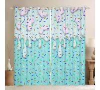 feelingyou Cartoon Ice Cream Window Drapes,Summer Dessert Biscuit Donut Window Curtains,Candy Macaron Cake Foodie Boys Girls Room Decor,Blue 2 Panel Sets,66x72L
