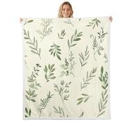 feelingyou Cartoon Leaf Kids Throw Blanket,Natural Leaves Botanical Plant Bed Blanket,Rustic Farmhouse Garden Vintage Girls Boys Sofa Decor,Beige Green Fuzzy Blanket,Baby Size (30 x 39 Inches)