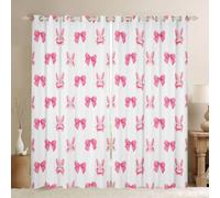 feelingyou Cartoon Rabbit Boys Girls Room Decor,Pink Bowknot Bow Tie Geometric Patchwork Window Curtains,Happy Easter Cute Animal Blackout Curtains,White 2 Panel Sets,46x54L