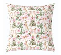 feelingyou Cartoon Rabbit Kids Throw Pillow Cover,Christmas Tree Poinsettia Double Sides Pillow Case,Star Bowknot Coquette Home Decor,Pink Green Bed Couch Sofa Cushion Cover,1 Pack 22"x22"