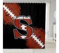feelingyou Chic Fashion Initial S Waterproof Shower Curtains,Football Sports Games Competition Shower Curtain,Boy Rugby Modern Bathroom Accessories,Machine Washable,72" X 78"