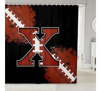 feelingyou Chic Fashion Initial X Waterproof Shower Curtains,Football Sports Games Competition Shower Curtain,Boy Rugby Modern Bathroom Accessories,Machine Washable,72" X 78"