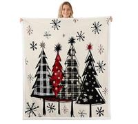 feelingyou Christmas Tree Fleece Flannel Blanket,Snowflake Print Bed Plush Blanket for Rustic Home Decor,Merry Christmas Lightweight Blankets for Sofa Couch,Baby 30"x40"
